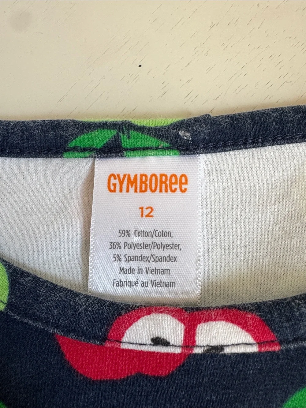 Gymboree Navy Dress with Red & Green Apple Print